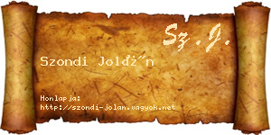 Szondi Jolán névjegykártya
