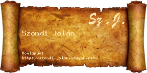 Szondi Jolán névjegykártya